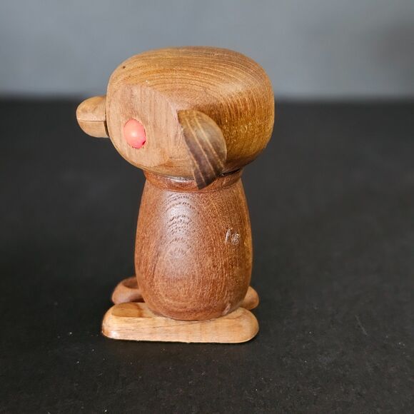 Enesco Wooden Monkey Figurine Creepy Kitschy Knick Knack 3 Inch Vintage - Picture 4 of 6